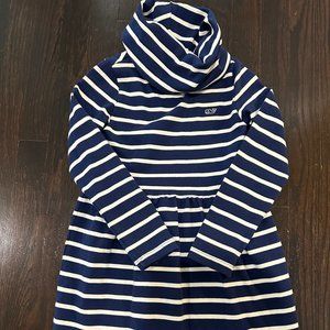 Vineyard Vines Girls' XS (5/6) blue and white striped cowlneck knee length dress